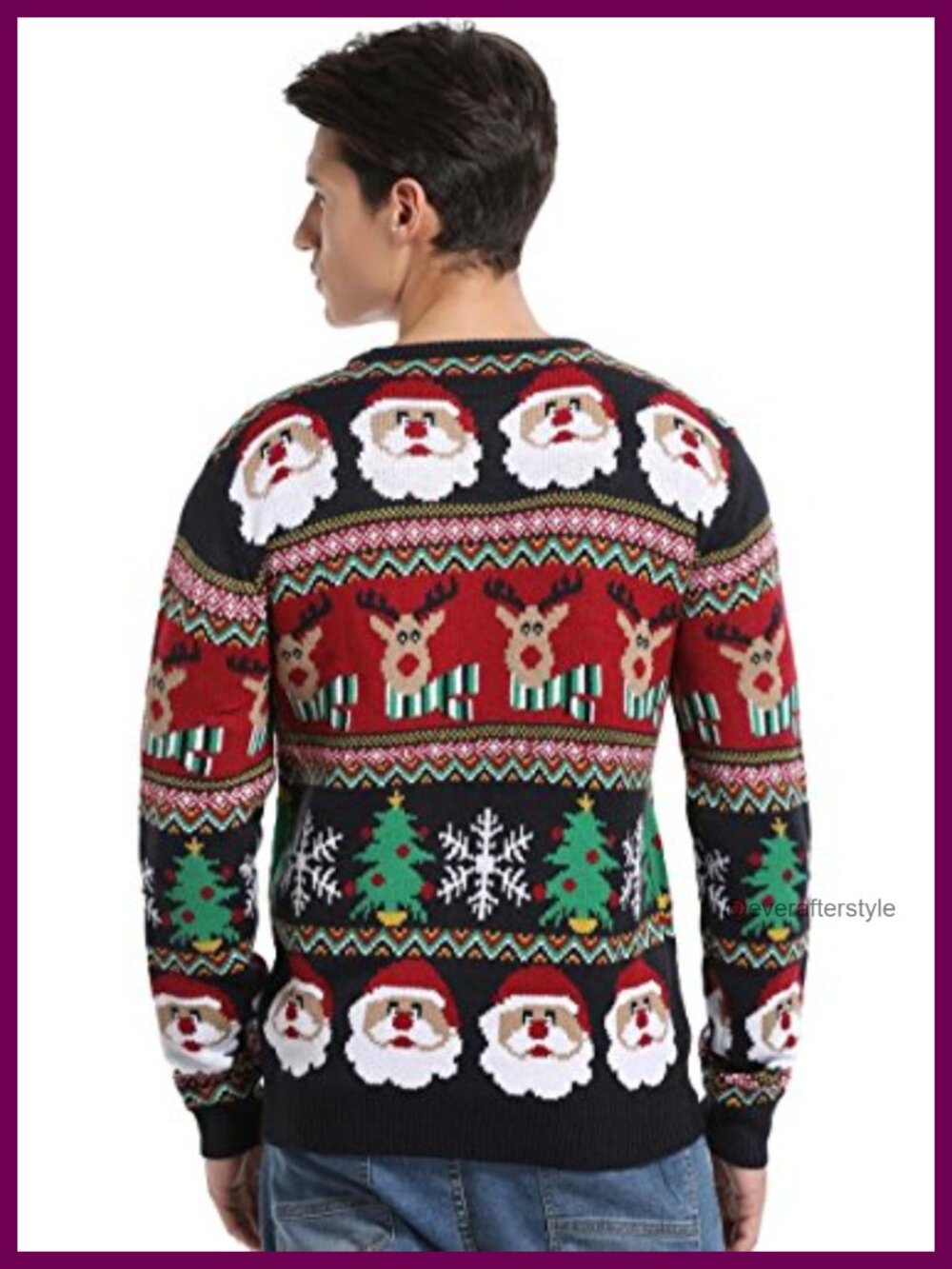Men's Christmas Reindeer Snowman Santa Pullover Sweater - Picture 3 of 6